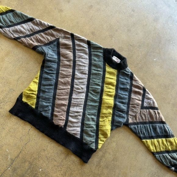 Vintage Dino Valiano Mohair Slouchy Textured Geometric Colorblock Resort Sweater - Picture 5 of 8